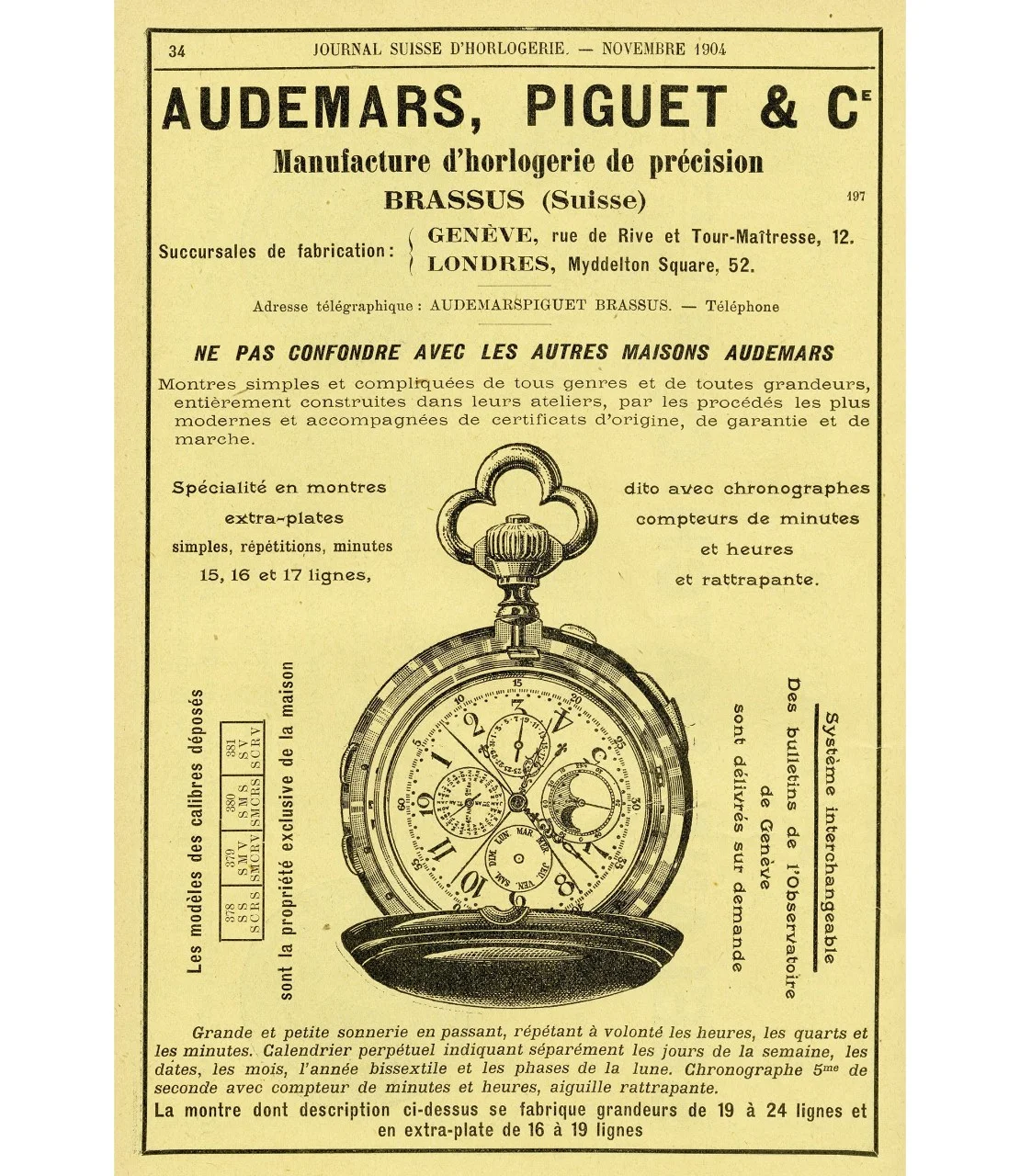 1904. Audemars Piguet advertisement.