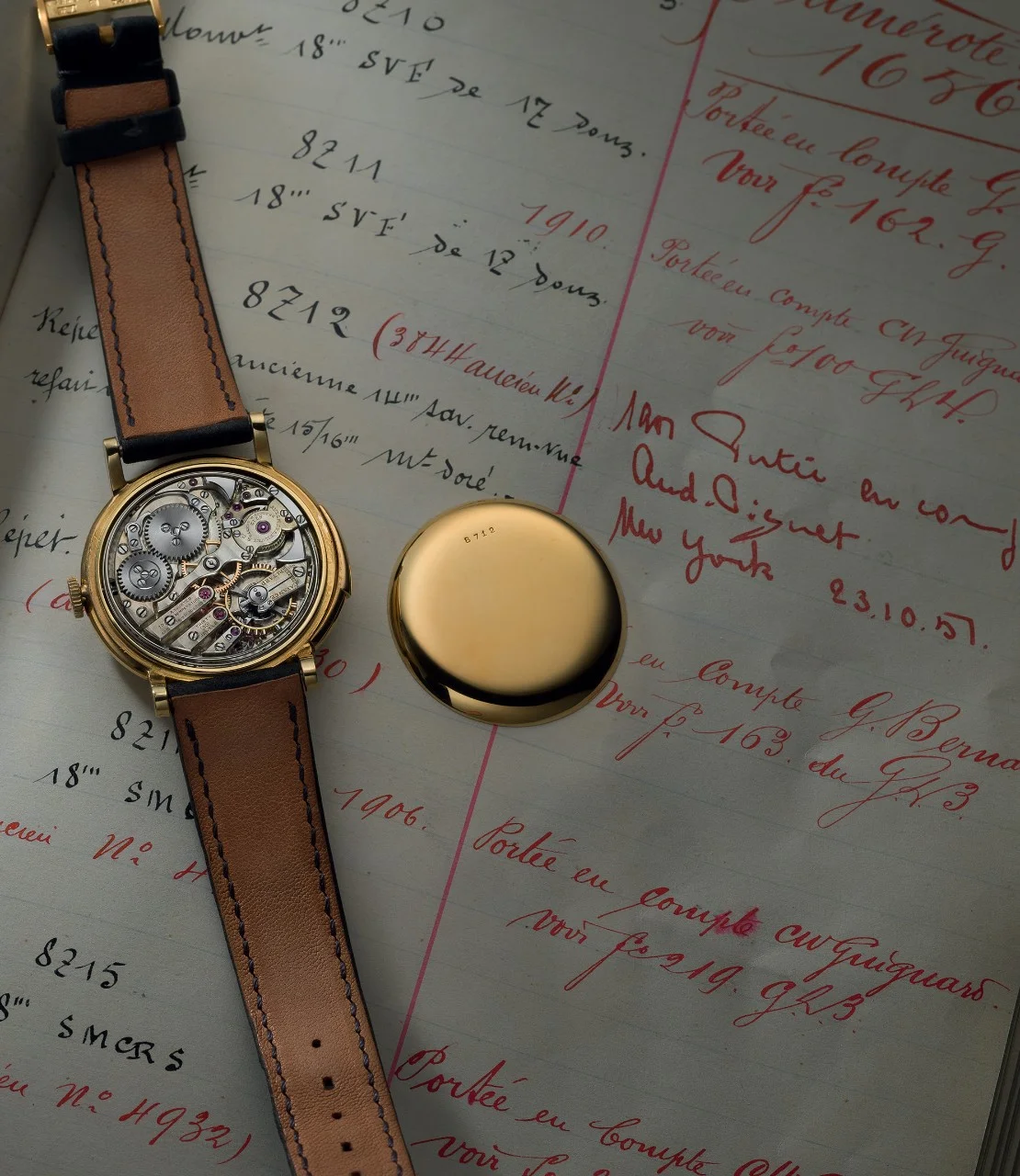 1951. Minute repeater wristwatch No. 8712 on Production Register.
