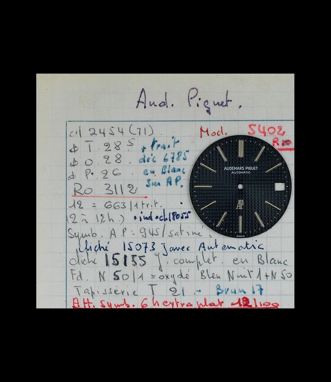 1971年頃:スターンの技術仕様書、最初の5402のダイヤル