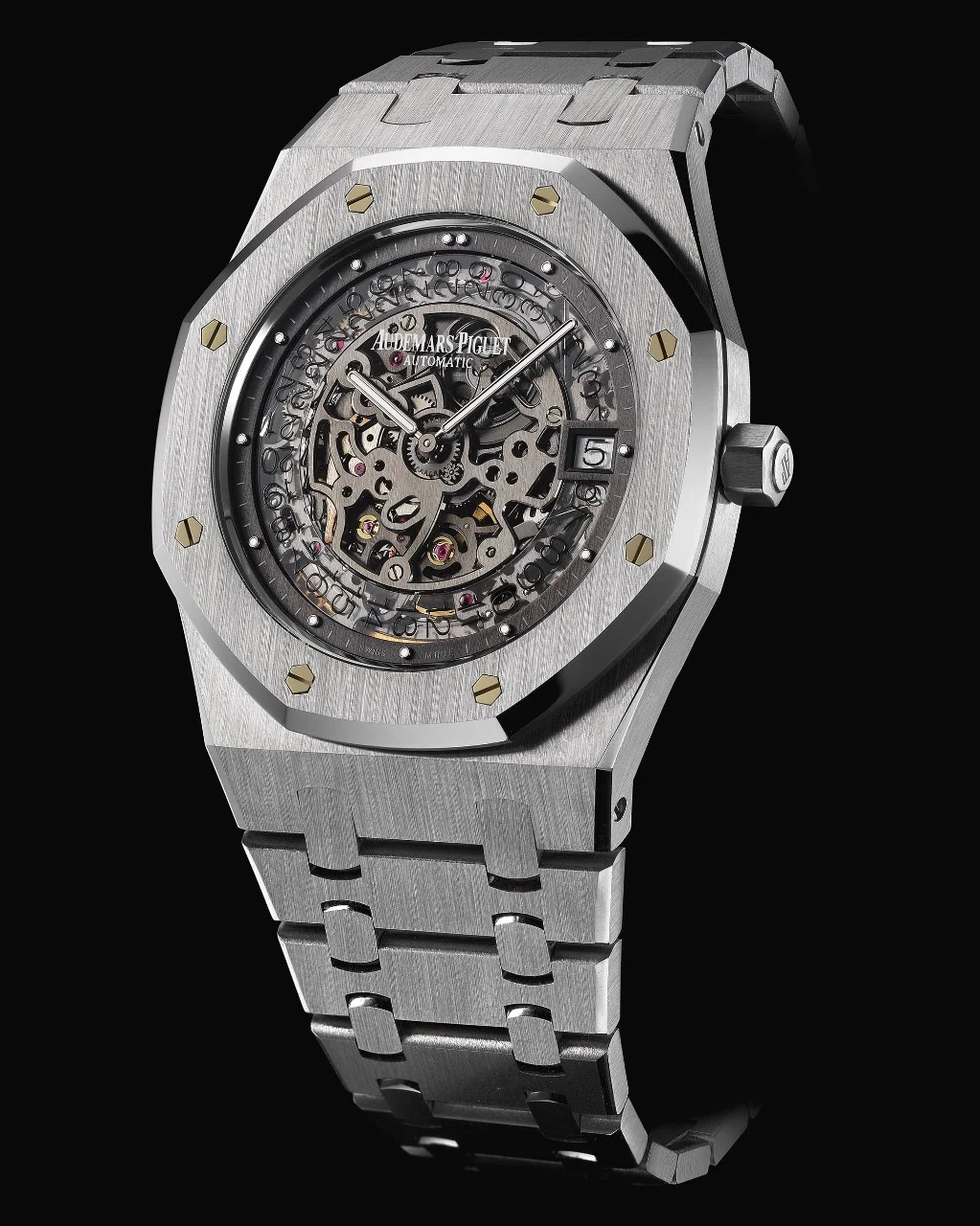 Close up of the Royal Oak wristwatch prototype, reference 15203PT, 2012