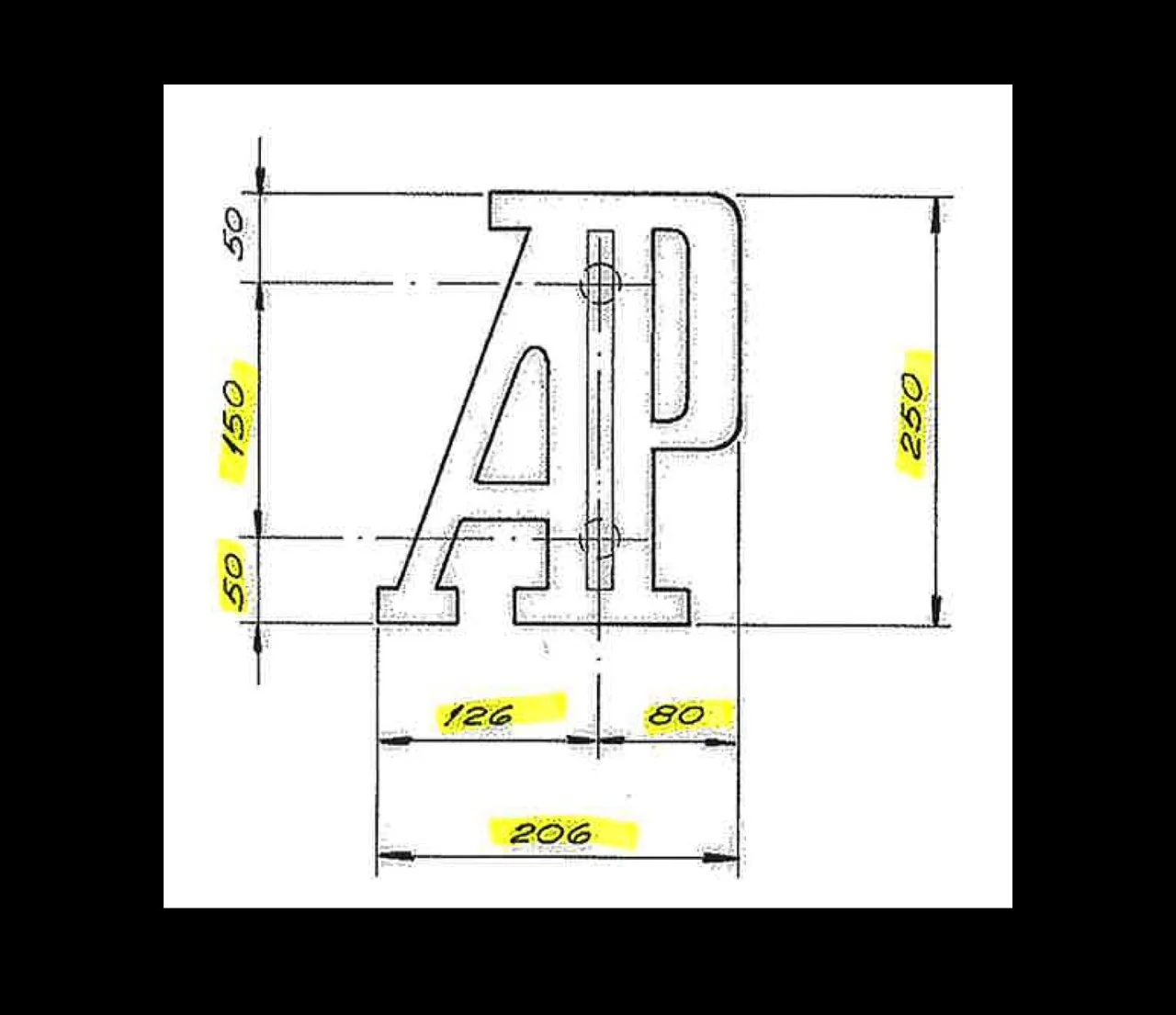 1984. Plan du monogramme AP