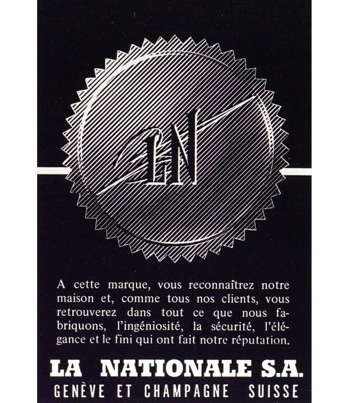 1970. La Nationale Advertisement.