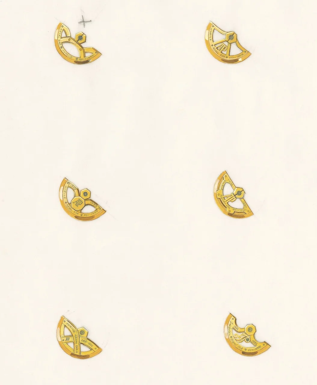Sketch of anniversary oscillating weights for the Royal Oak 14802, circa 1990