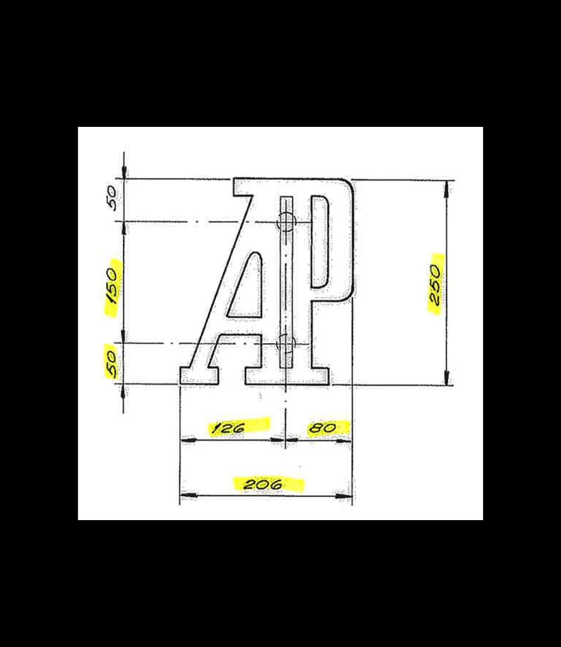 1984. Plan of the AP monogram.
