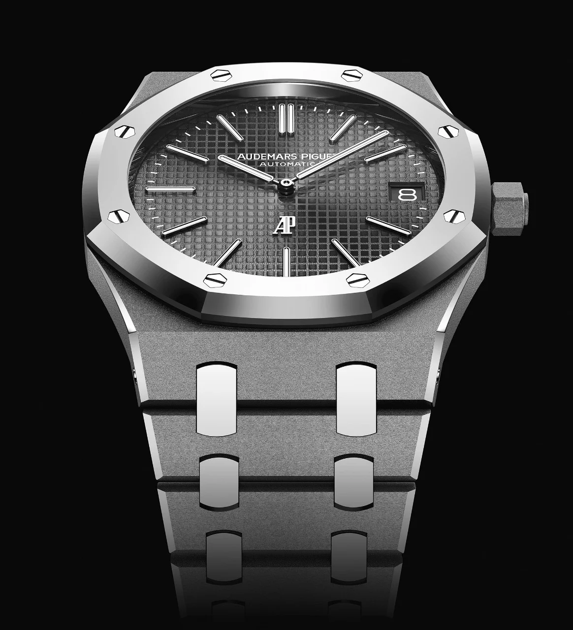 Close up of the Royal Oak wristwatch, reference 15202XT, 2021