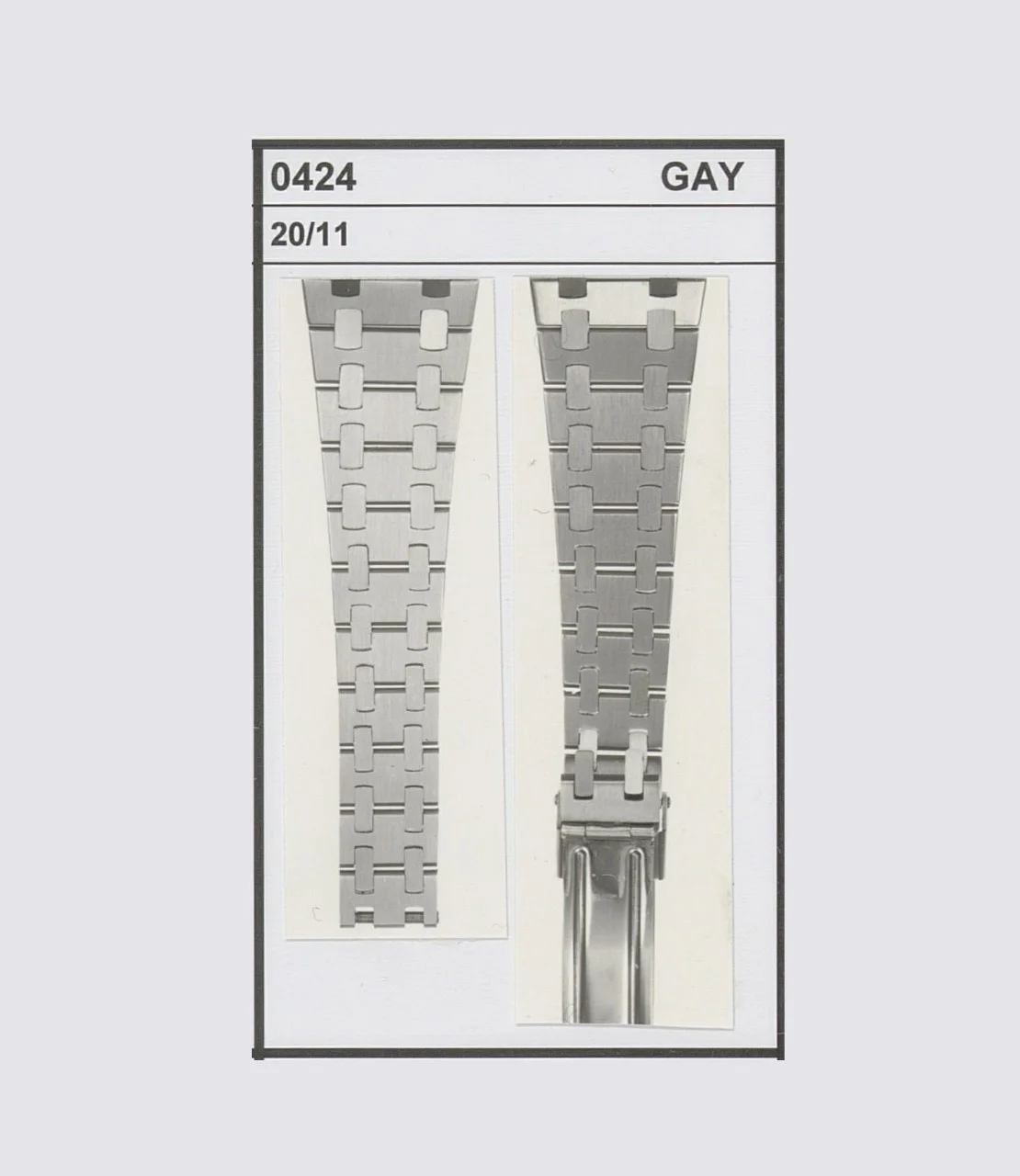 Vers 1976. Fiche d’identification du bracelet 424.