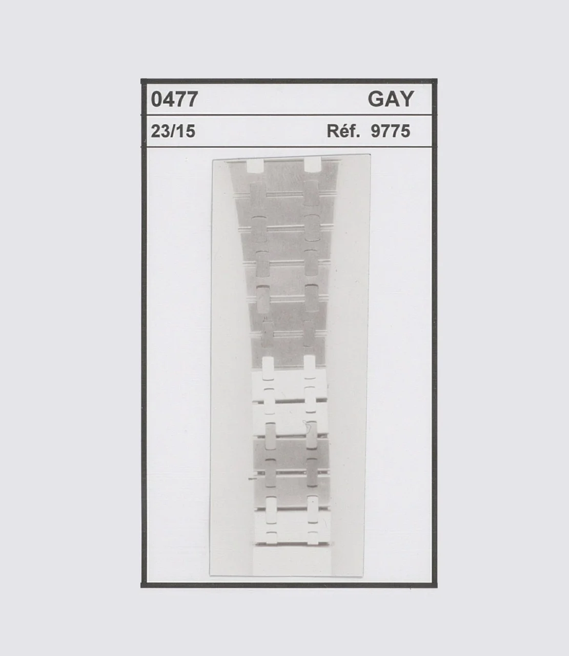 Vers 1977. Fiche d’identification du bracelet 477.